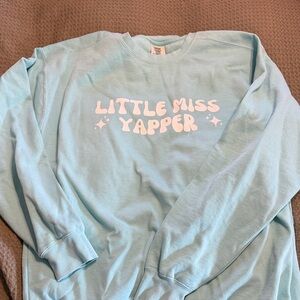 Little Miss Yapper womens Light Blue Graphic Sweatshirt